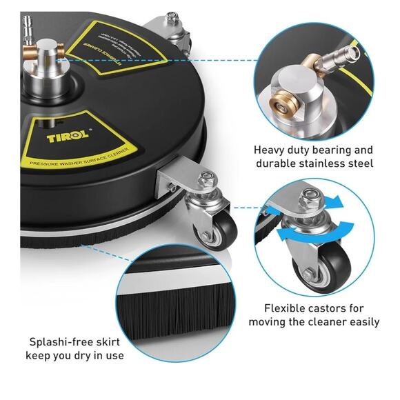 15" Pressure Washer Surface Cleaner 4000 PSI, Wheels Stainless Steel Attachment - Picture 7 of 7